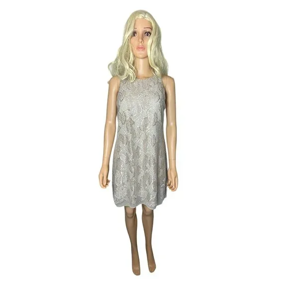 NWT Lauren Ralph Lauren 10P Gold Metallic Lace Sheath Cocktail Dress $170 - Picture 9 of 14